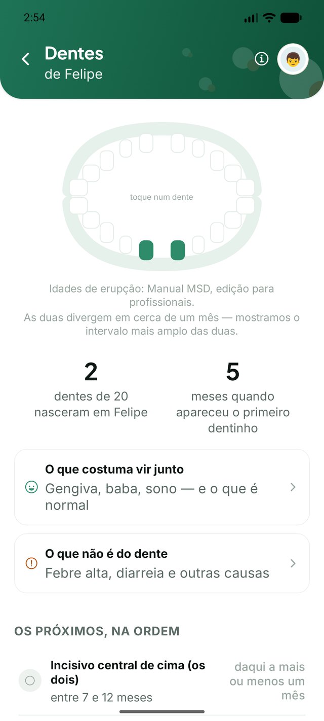 Mapa dos dentes que já nasceram
