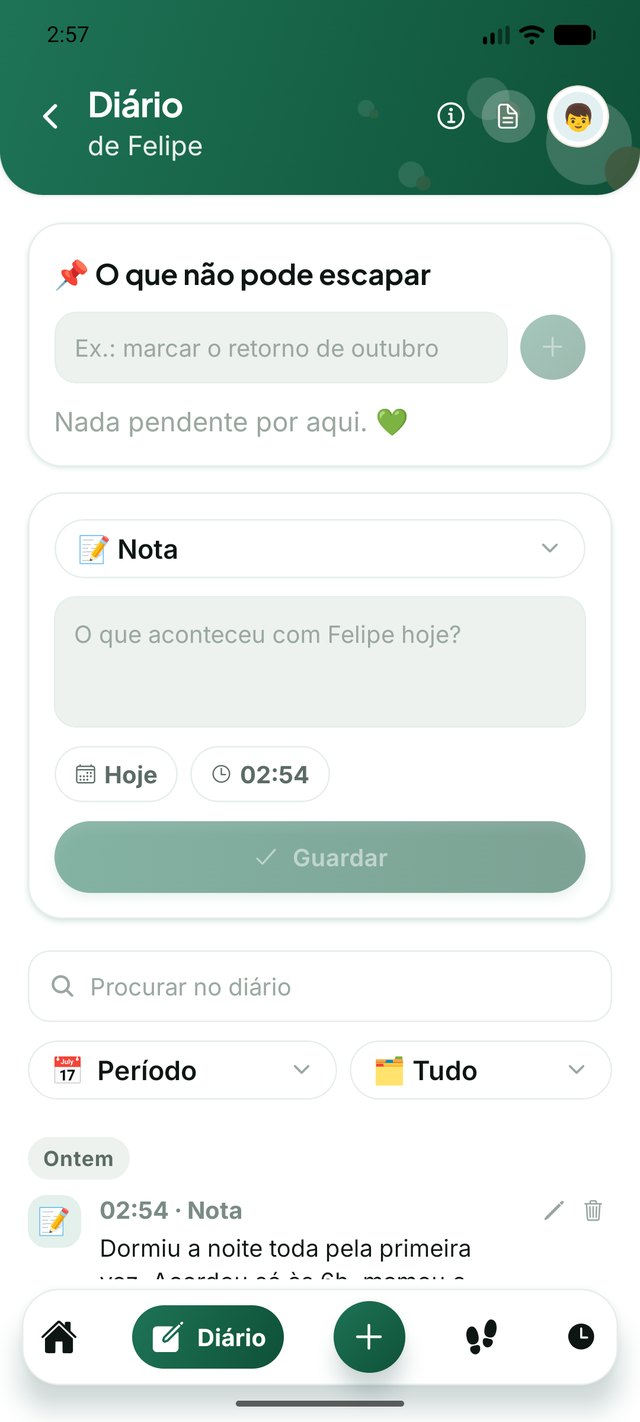 Diário do dia a dia da criança